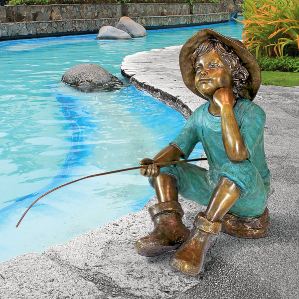 Design Toscano Fish Wish Fisher Boy Cast Garden Statue & Reviews